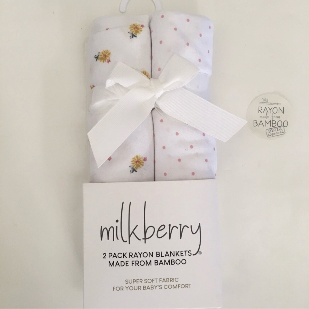 Baby Blankets (0-3M) Multi-use Rayon Yellow Floral & Polka Dot NEW | Milkberry